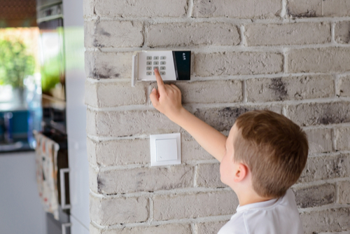 Youth programming a burglar alarm